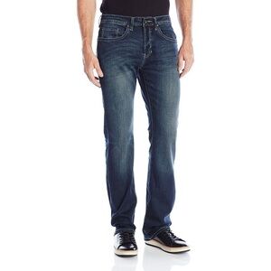 Buffalo Men's Size 31 x 34 King X Slim Boot Stretch Button Fly Dark Wash Creased